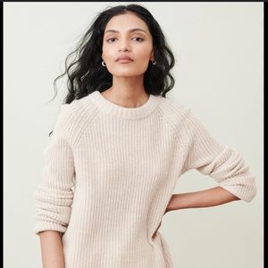 Jenni Kayne cashmere fisherman sweater in size M, oatmeal color